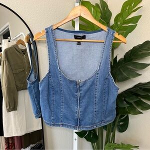 🖤 Forever 21+ Denim Zip Front Corset Vest Sz 1X